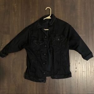 Mother distressed black denim jacket